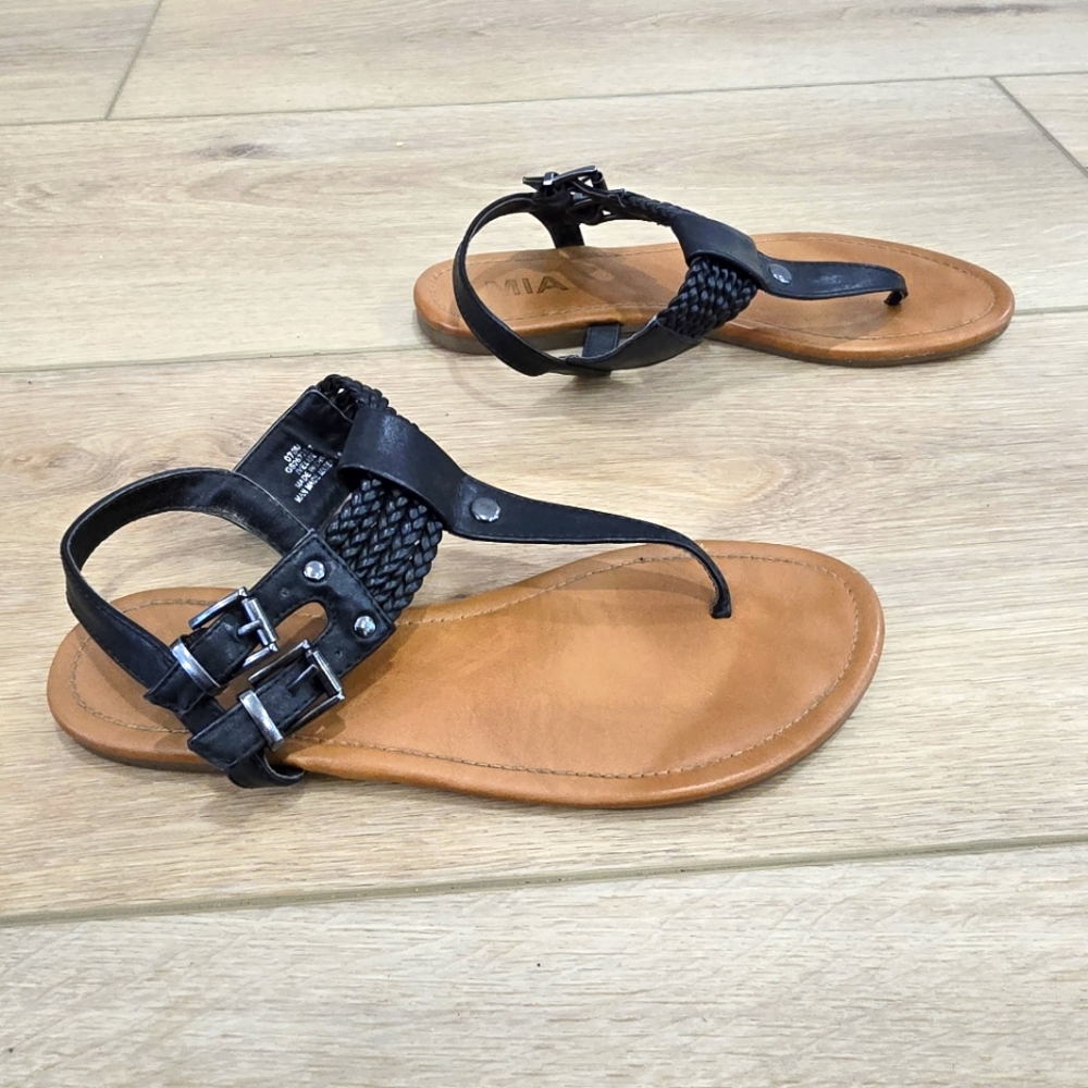 MIA Sandals Women’s 7 Black Thong Bohemian Boho Gladiator Flats